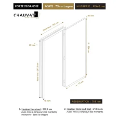 Bloc-porte Slot blanc H.204 x l.73 cm, poussant gauche- Sale