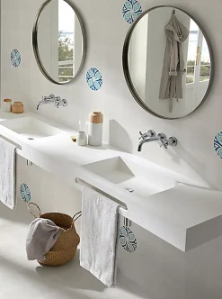 Boite de 24 Carreaux de ciment véritable 0,96m2/ Carreaux de ciment artisanaux coloris Bleu pour sol et mur - l.20 x L.20 cm-Pegane Sale