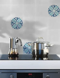 Boite de 24 Carreaux de ciment véritable 0,96m2/ Carreaux de ciment artisanaux coloris Bleu pour sol et mur - l.20 x L.20 cm-Pegane Sale