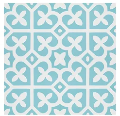 Pegane Boite de 24 Carreaux de ciment véritable 0,96m2 / Carreaux de ciment artisanaux coloris bleu pour sol et mur - l.20 x L.20 cm