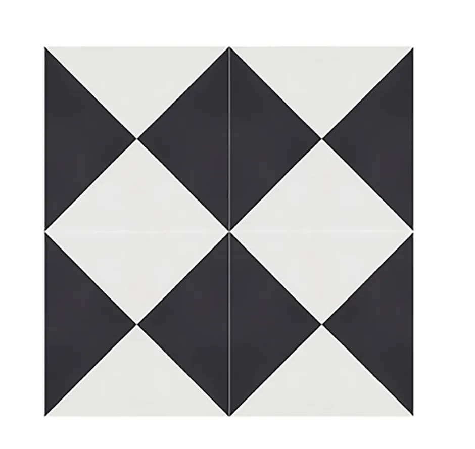 Pegane Boite de 24 Carreaux de ciment véritable 0,96m2 / Carreaux de ciment artisanaux coloris noir/blanc pour sol et mur - l.20 x L.20cm