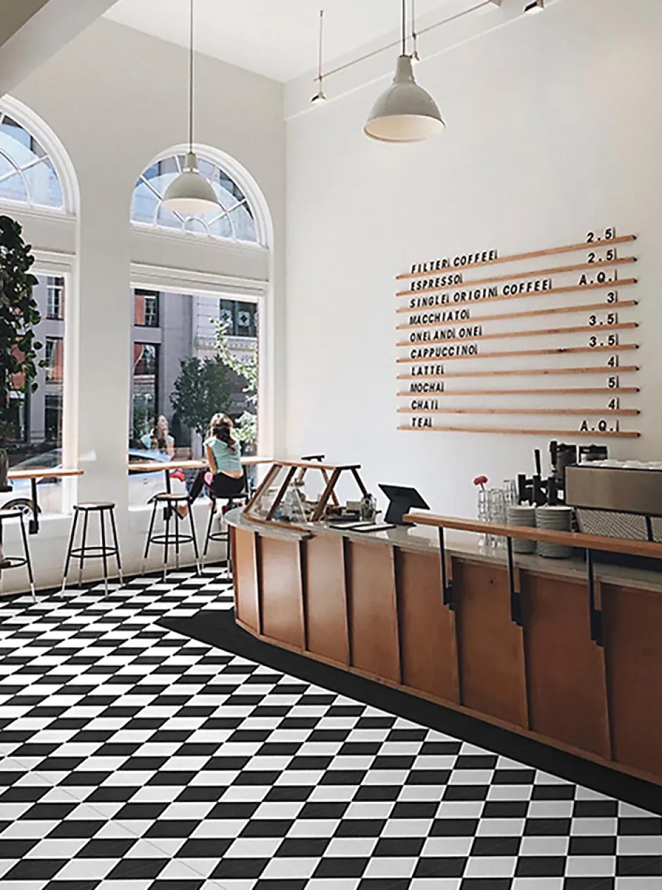 Pegane Boite de 24 Carreaux de ciment véritable 0,96m2 / Carreaux de ciment artisanaux coloris noir/blanc pour sol et mur - l.20 x L.20cm