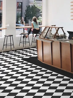 Pegane Boite de 24 Carreaux de ciment véritable 0,96m2 / Carreaux de ciment artisanaux coloris noir/blanc pour sol et mur - l.20 x L.20cm