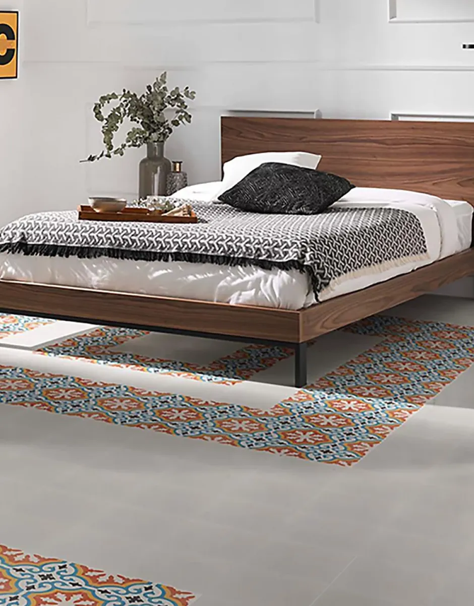 Pegane Boite de 24 Carreaux de ciment hydraulique 0,96m2/ Carreaux de ciment artisanaux pour sol et mur coloris Orange - l.20 x L.20 cm