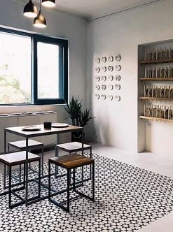 Boite de 24 Carreaux de ciment véritable 0,96m2 / Carreaux de ciment artisanaux pour sol et mur coloris noir / blanc-Pegane Clearance