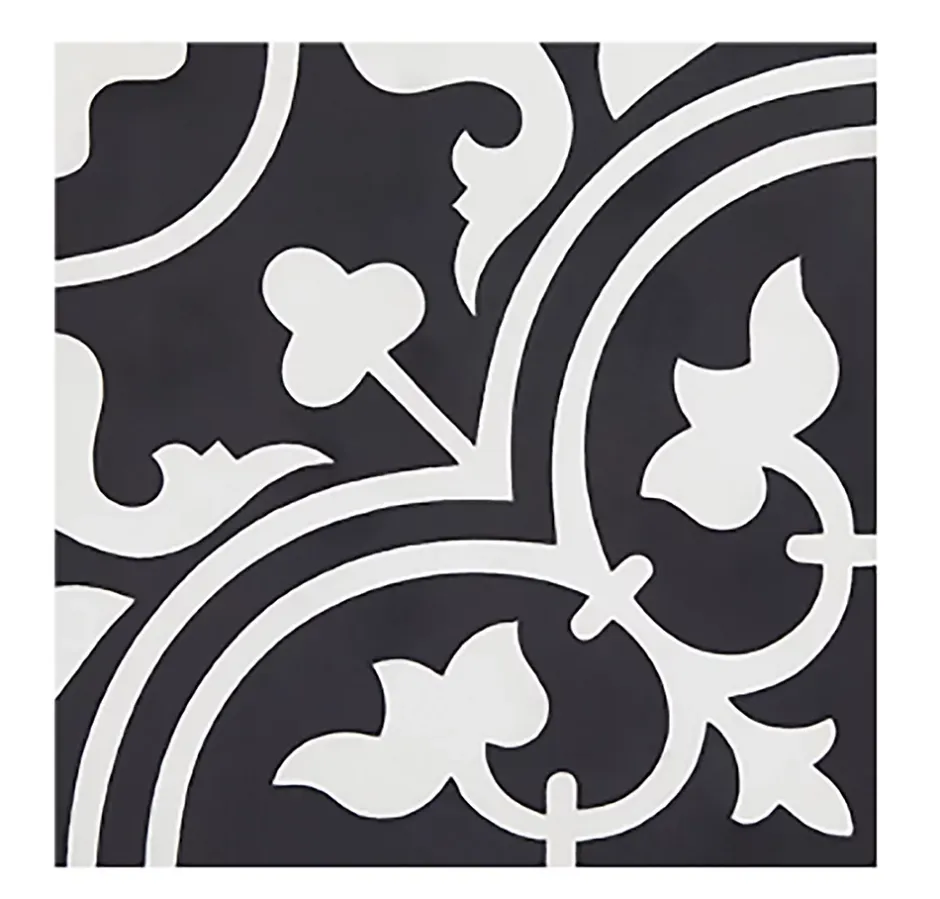 Pegane Boite de 24 Carreaux de ciment véritable 0,96m2 / Carreaux de ciment artisanaux pour sol et mur coloris noir - l.20 x L.20 cm