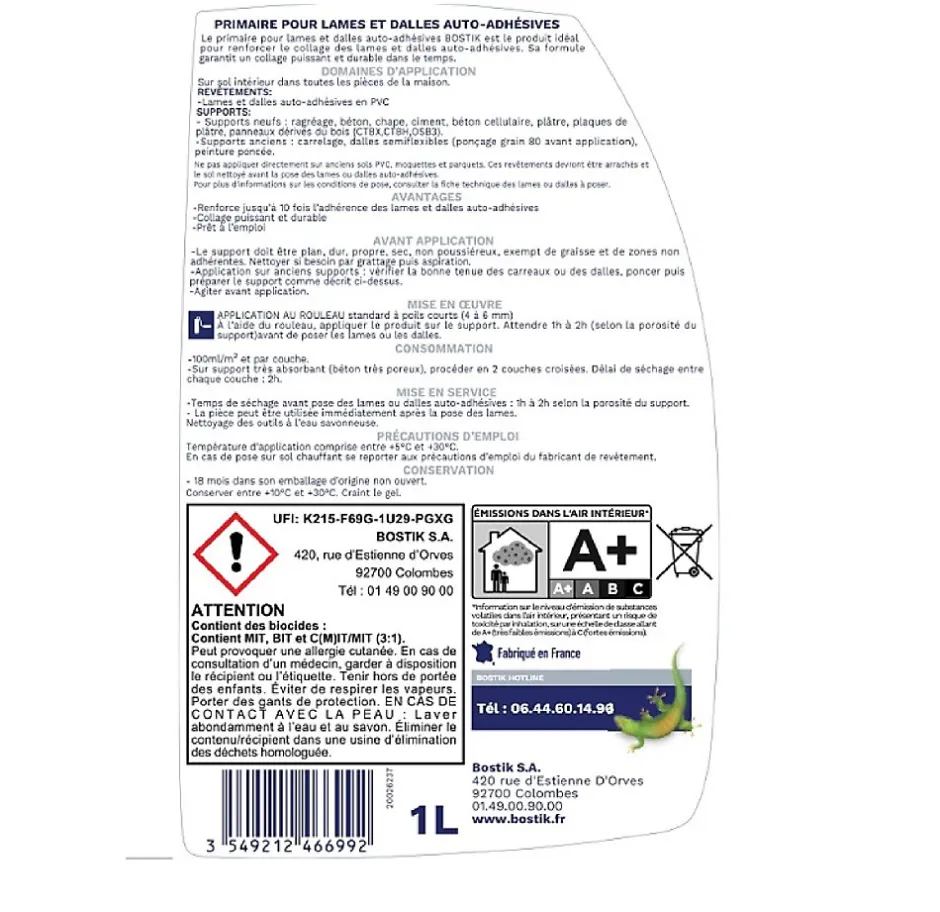 Bostik Primaire pour Lames et Dalles Auto-Adhésives 1 L