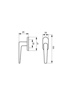 Bouton de fenêtre Leto/Maïa, hauteur 103mm, couleur F2-Thirard Hot