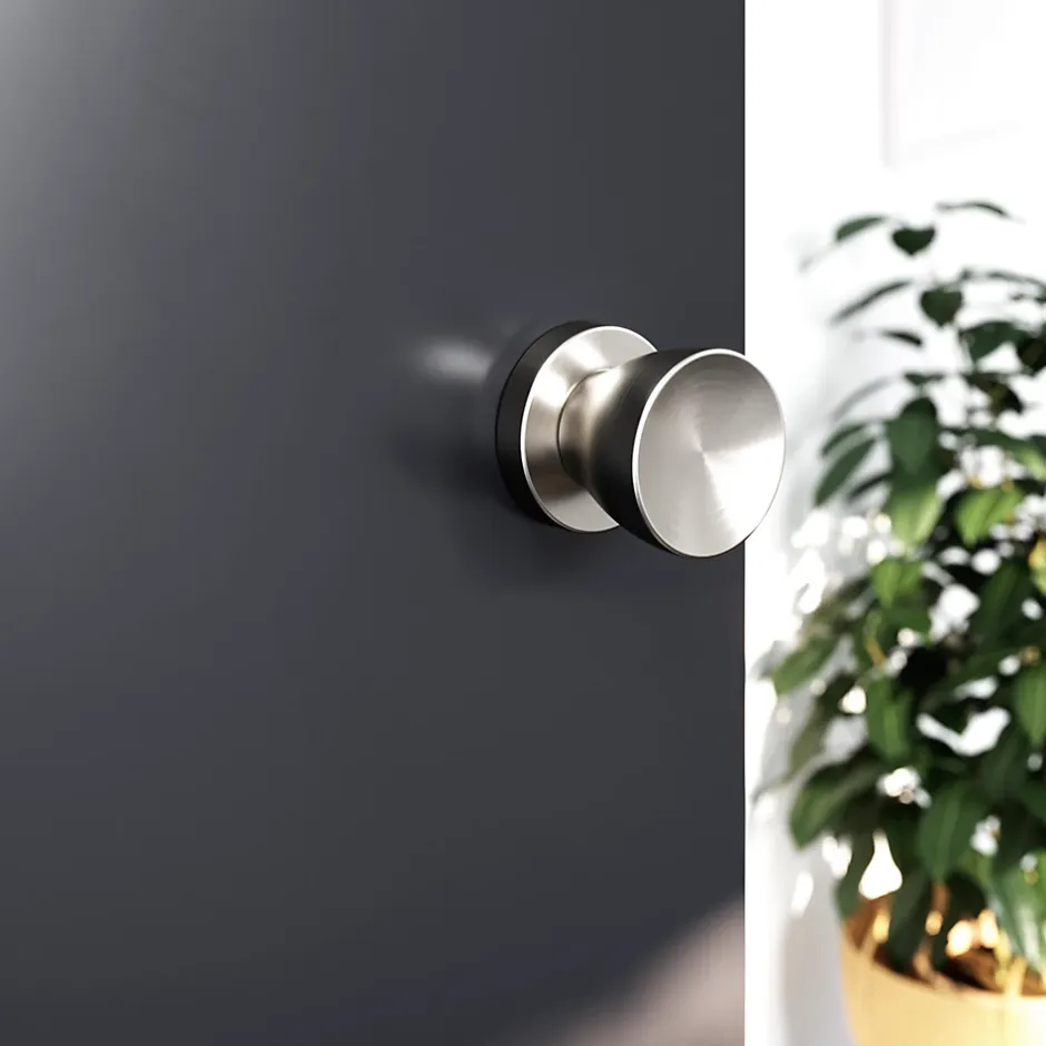 GoodHome Bouton de porte double champignon gris Ø. 48mm x l.48 x H. 44mm