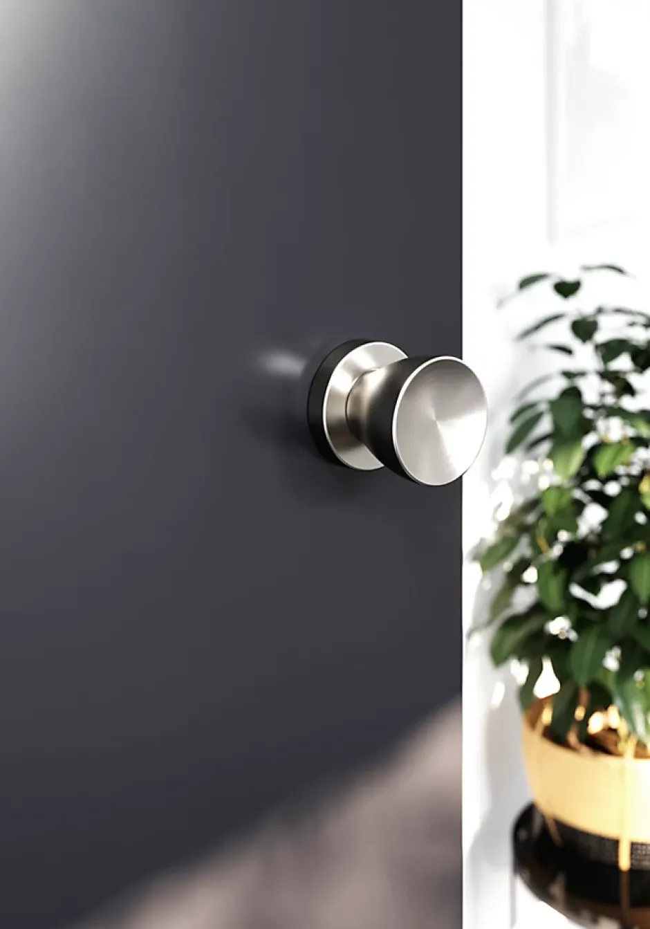 GoodHome Bouton de porte double champignon gris Ø. 48mm x l.48 x H. 44mm