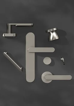 GoodHome Bouton de porte double champignon gris Ø. 48mm x l.48 x H. 44mm