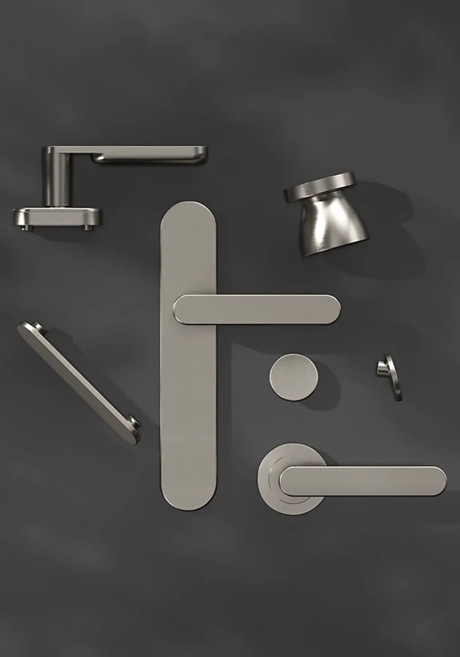 GoodHome Bouton de porte double champignon gris Ø. 48mm x l.48 x H. 44mm