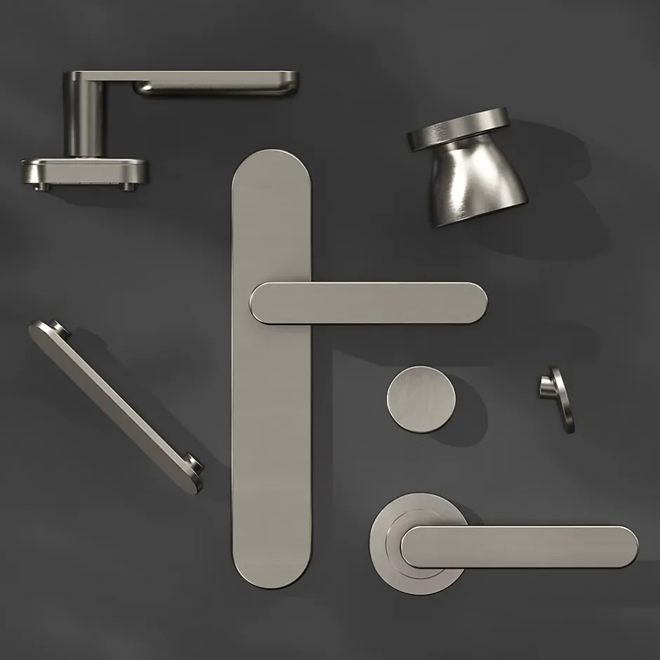 GoodHome Bouton de porte double champignon gris Ø. 48mm x l.48 x H. 44mm