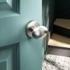 Bouton de porte double ovale gris Ø. 65mm x l.45 x H. 66mm-GoodHome