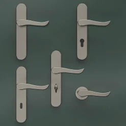 Bouton de porte double ovale gris Ø. 65mm x l.45 x H. 66mm-GoodHome