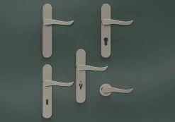 Bouton de porte double ovale gris Ø. 65mm x l.45 x H. 66mm-GoodHome