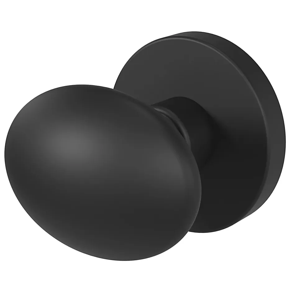 Bouton de porte double ovale noir Ø. 65mm x l.45 x H. 66mm-GoodHome Clearance