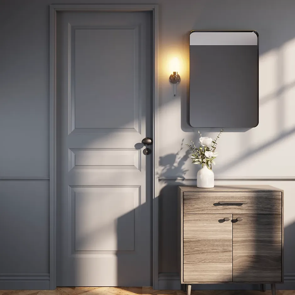 Bouton de porte double ovale noir Ø. 65mm x l.45 x H. 66mm-GoodHome Clearance