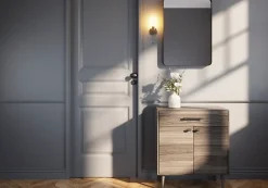 Bouton de porte double ovale noir Ø. 65mm x l.45 x H. 66mm-GoodHome Clearance