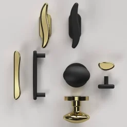 Bouton de porte double ovale noir Ø. 65mm x l.45 x H. 66mm-GoodHome Clearance