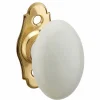 Thirard Bouton en porcelaine pour fenêtre, avec vis de pose, laiton poli et blanc -