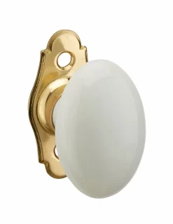 Thirard Bouton en porcelaine pour fenêtre, avec vis de pose, laiton poli et blanc -