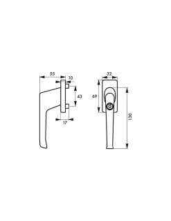 Béquille à clé pour fenêtre, avec vis de pose, couleur F2, 1 clé --Thirard Hot
