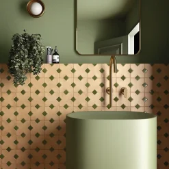 Aelle Carrelage Cabochon sol / mur brillant 3,4x3,4 cm Taco KASBAH VERD