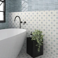 Aelle Carrelage Cabochon sol / mur brillant 3,4x3,4 cm Taco KASBAH BLUE GRASS