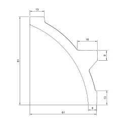 Eternal Parquet Cadre de plafond 100 ml avec prédisposition LED 60 x 80 x 2000 mm en polymères - polystructuré