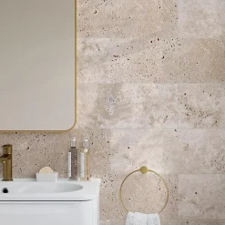 GoodHome Carreau en travertin sol et mur L.60 x l.20 cm x ép.10 mm, Travertino