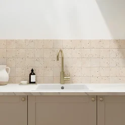 Carreau en travertin sol et mur L.10 x l.10 cm x ép.10 mm, Travertino-GoodHome New