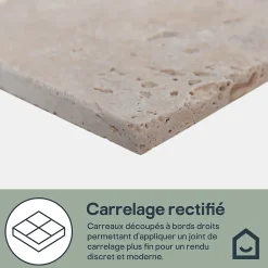 Carreau en travertin sol et mur L.10 x l.10 cm x ép.10 mm, Travertino-GoodHome New
