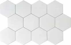 Lux Mosaic Carreau Hexagonal Effet Ciment. Grès Cérame Sol et Mur. Custom Blanc 14x16cm