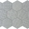Lux Mosaic Carreau Hexagonal Effet Ciment. Grès Cérame Sol et Mur. Décor Custom Gris 14x16cm