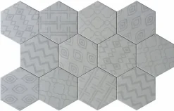 Lux Mosaic Carreau Hexagonal Effet Ciment. Grès Cérame Sol et Mur. Décor Custom Gris 14x16cm