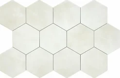 Lux Mosaic Carreau Hexagonal en Grès Cérame Effet Ciment. Série Denia Moka 14x16 cm