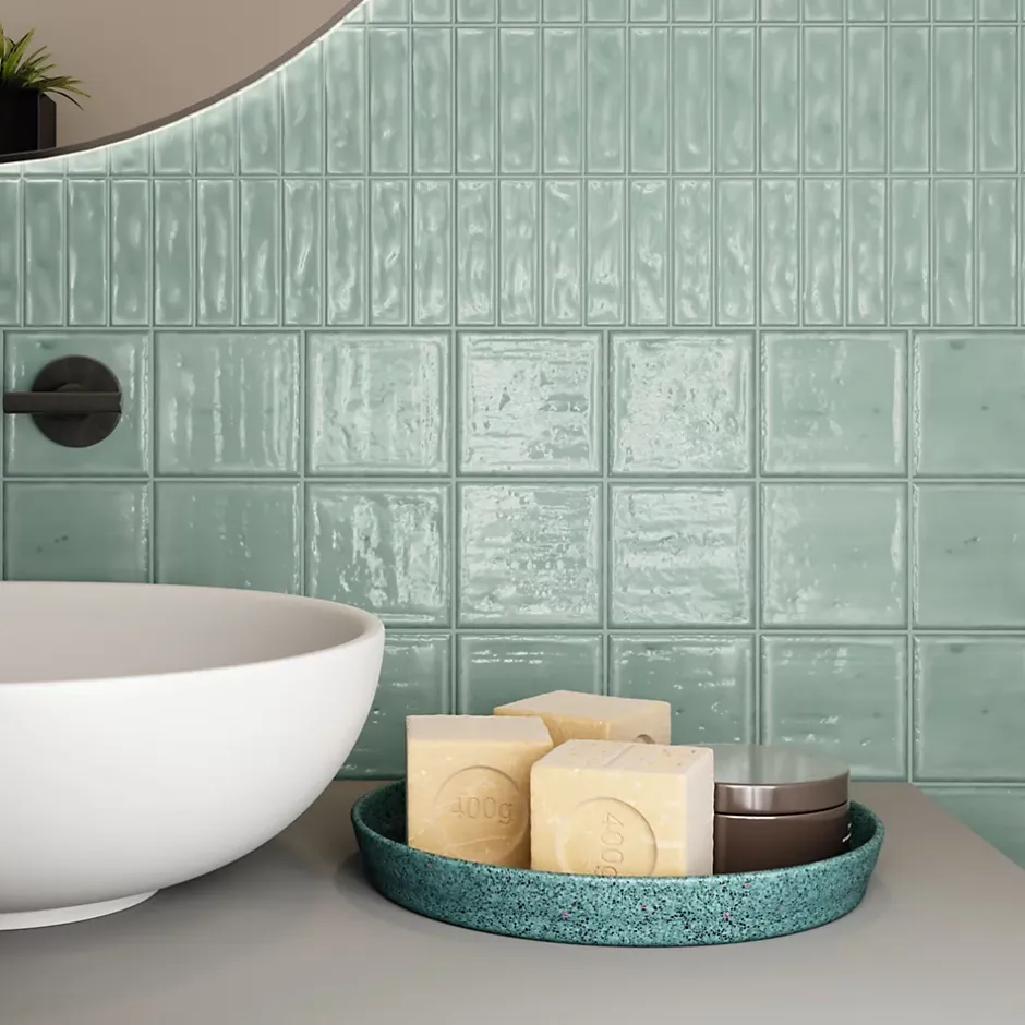 Carreau Pré-découpé Effet Mosaïque. Série Stick Blanc Fern 20x20 cm-Lux Mosaic Clearance