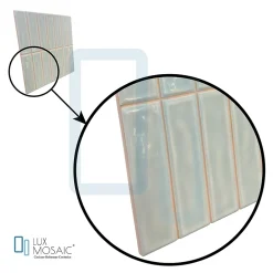 Carreau Pré-découpé Effet Mosaïque. Série Stick Blanc Fern 20x20 cm-Lux Mosaic Clearance