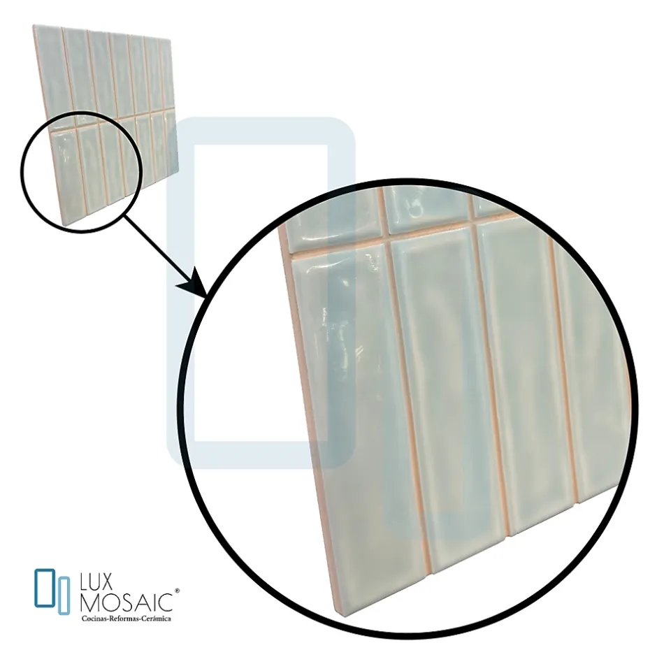 Carreau Pré-découpé Effet Mosaïque. Série Stick Blanc Fern 20x20 cm-Lux Mosaic Clearance