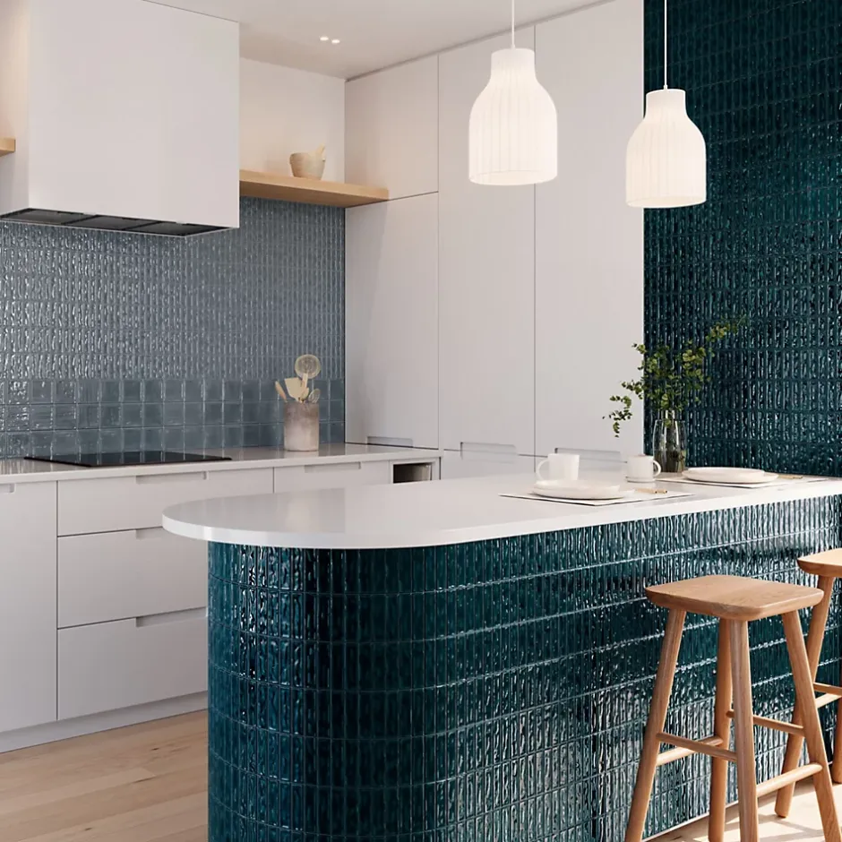 Lux Mosaic Carreau Pré-découpé Effet Mosaïque. Série Stick Pétrole 20x20 cm