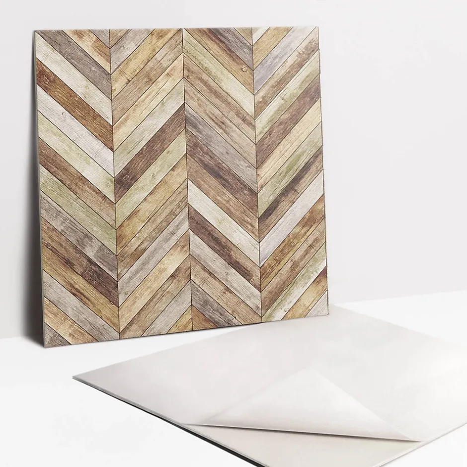 Tulup Carreaux vinyle 30x30 cm Planches à chevrons 9 pcs