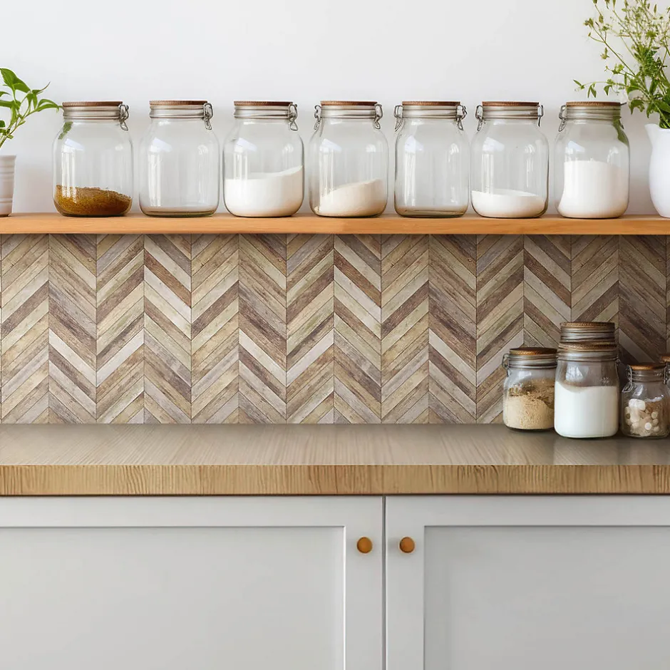 Tulup Carreaux vinyle 30x30 cm Planches à chevrons 9 pcs