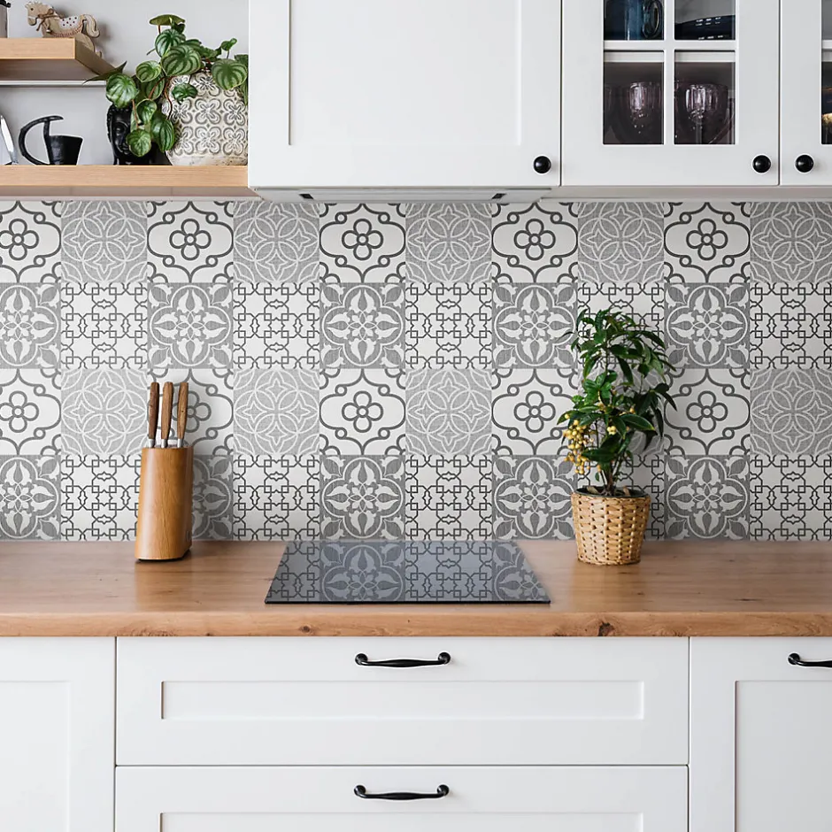 Tulup Carreaux vinyle 30x30 cm Carreaux à motifs portugais 9 pcs