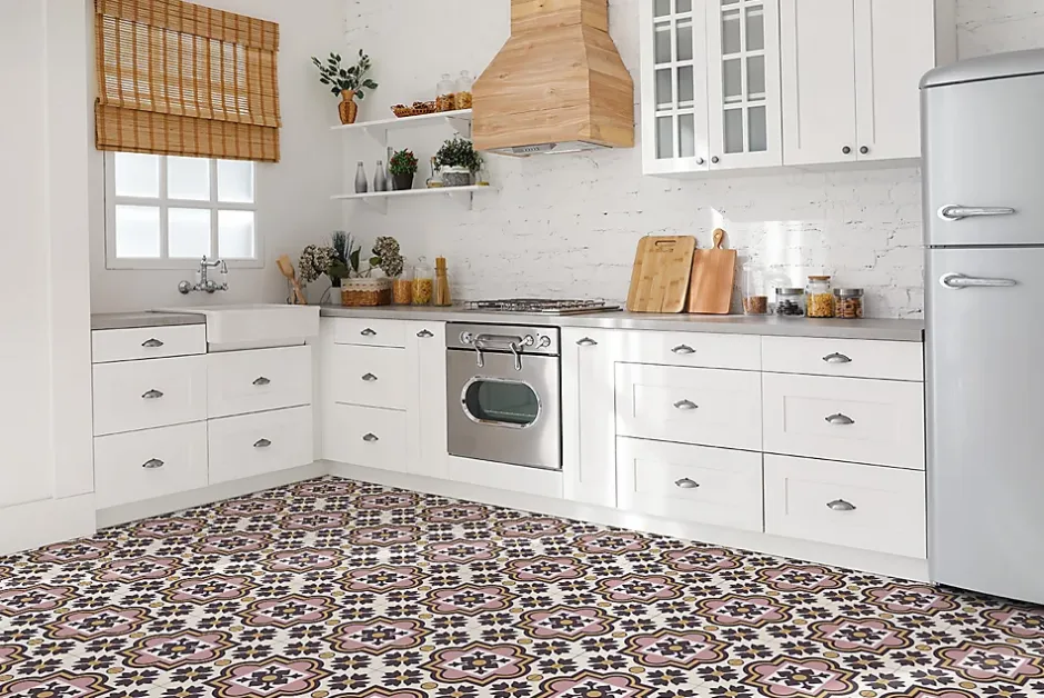 Tulup Carreaux vinyle 30x30 cm Fleurs arabes 9 pcs