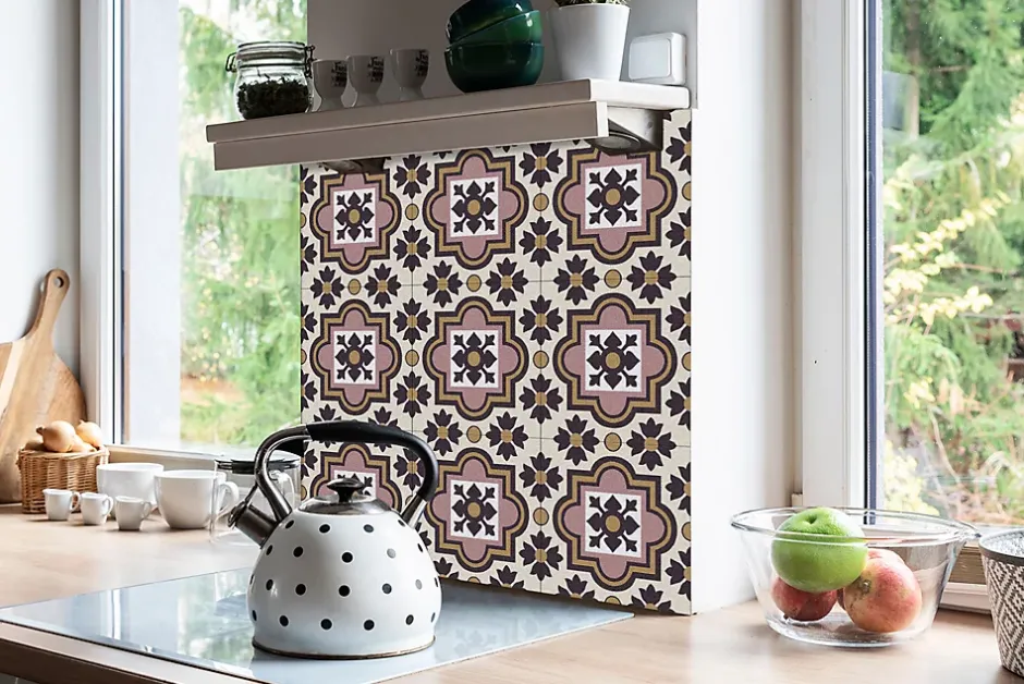 Tulup Carreaux vinyle 30x30 cm Fleurs arabes 9 pcs