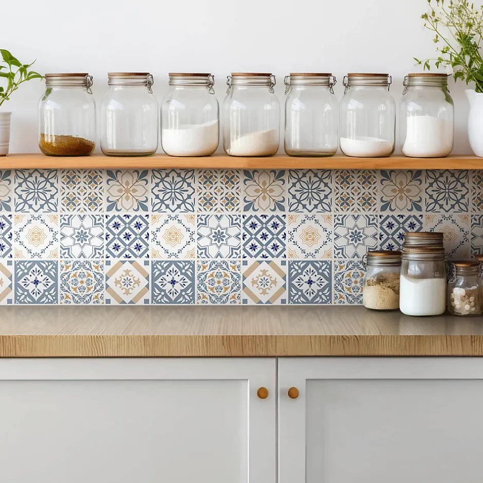 Carreaux vinyle 30x30 cm Mosaïque ornementale 9 pcs-Tulup Online