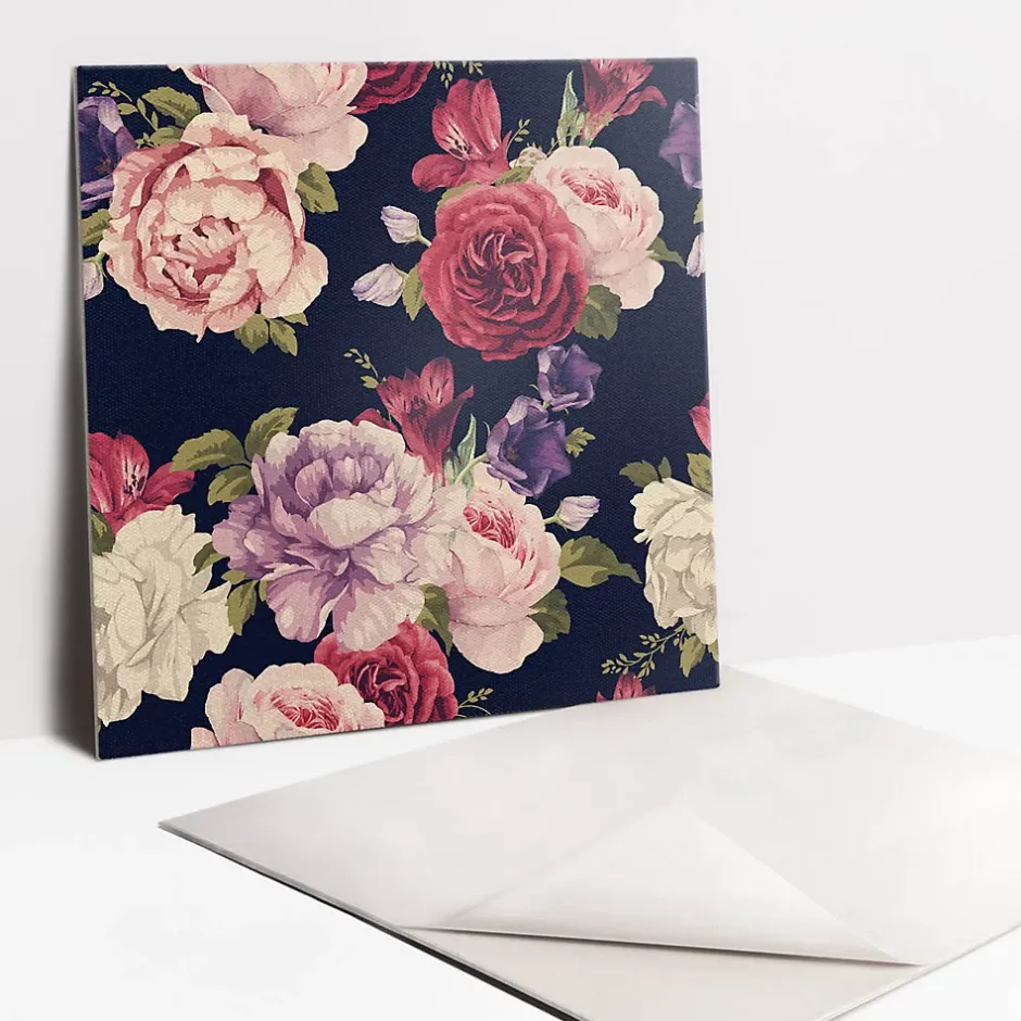 Carreaux vinyle 30x30 cm Fleurs de roses colorées 9 pcs-Tulup