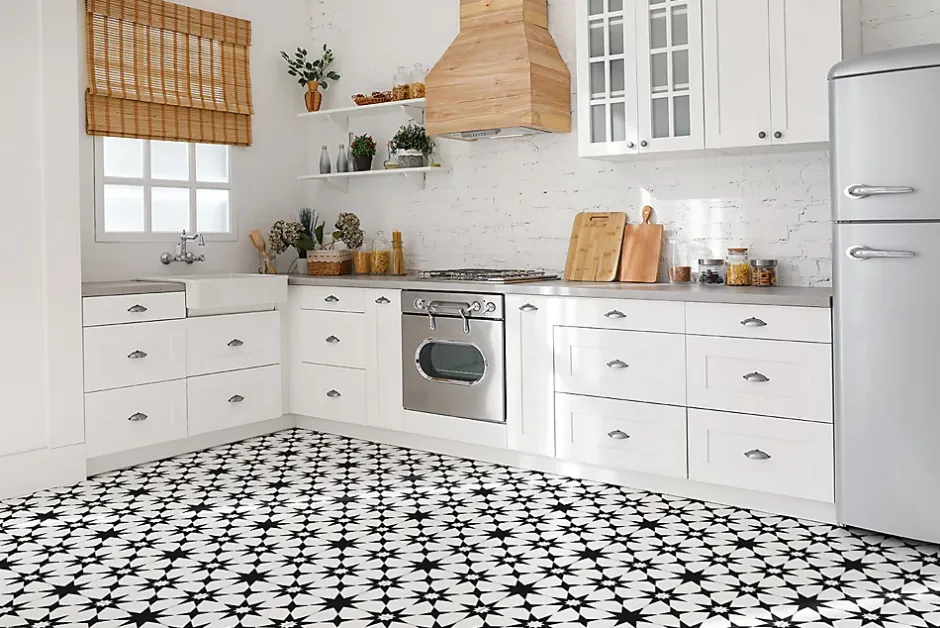 Carreaux vinyle 30x30 cm Géométrie en étoile 9 pcs-Tulup New