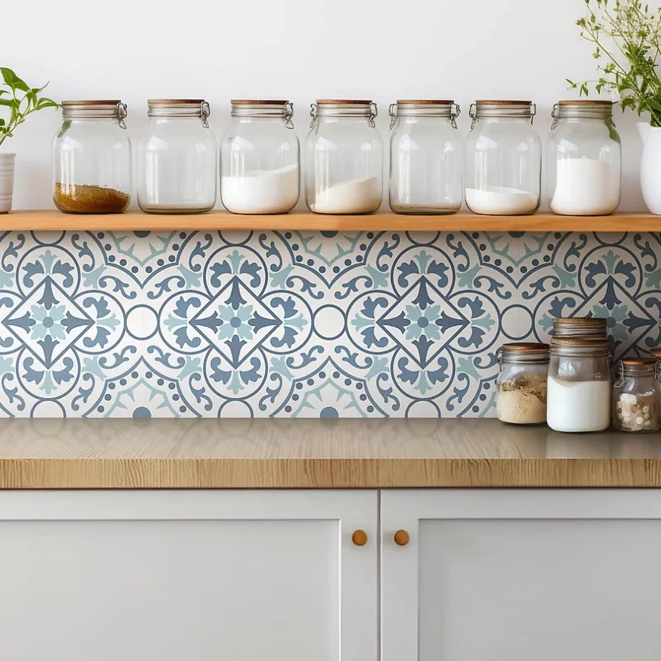 Tulup Carreaux vinyle 30x30 cm tuile portugaise 9 pcs